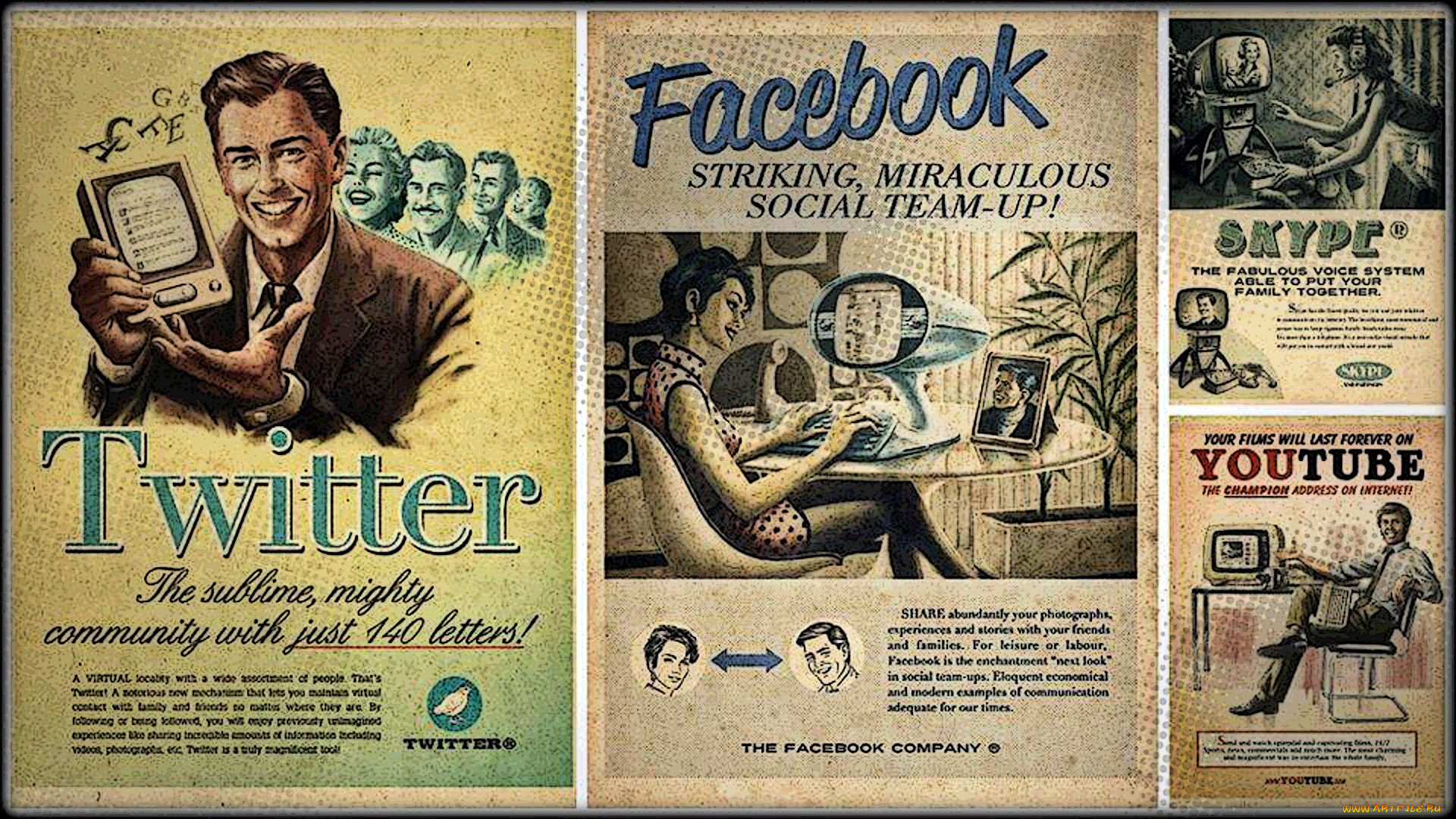 , ,  , , twitter, facebook, youtube, , , skype, 1930, , , , , 1950